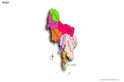 Mapas de muestra para Krabi (coloreado,sombrío)