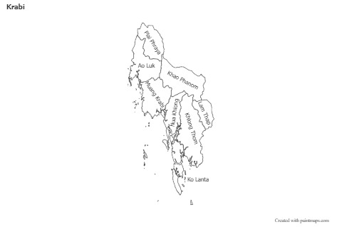 Mapas de muestra para Krabi (blanco-negro)