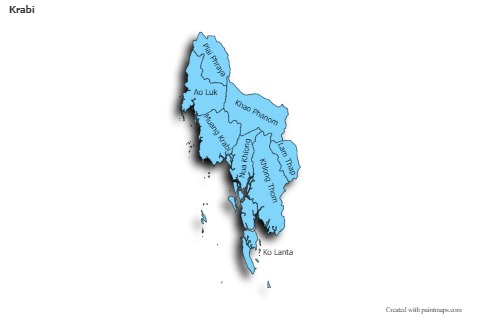 Mapas de muestra para Krabi (azul,sombrío)