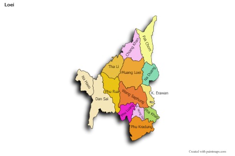 Mapas de muestra para Loei (coloreado,sombrío)