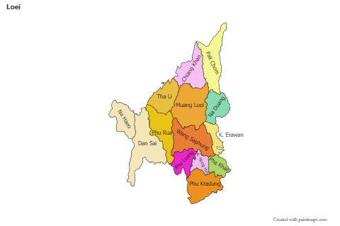 Mapas de muestra para Loei (coloreado)