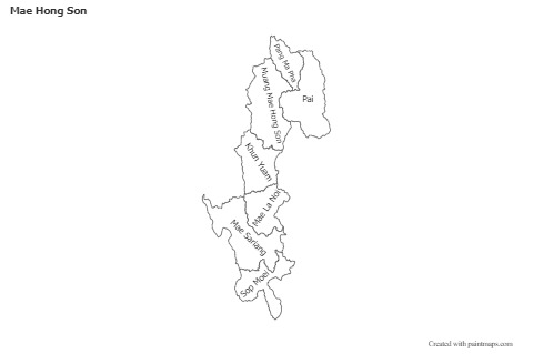 Mapas de muestra para Mae Hong Son (blanco-negro)