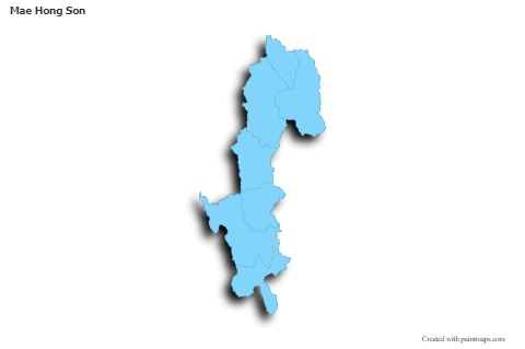 Mapas de muestra para Mae Hong Son (azul,contorno,sombrío)