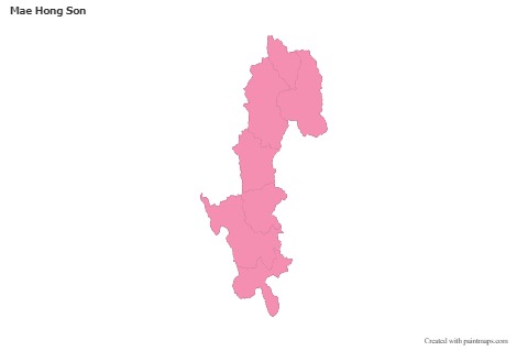Mapas de muestra para Mae Hong Son (rosa,contorno)