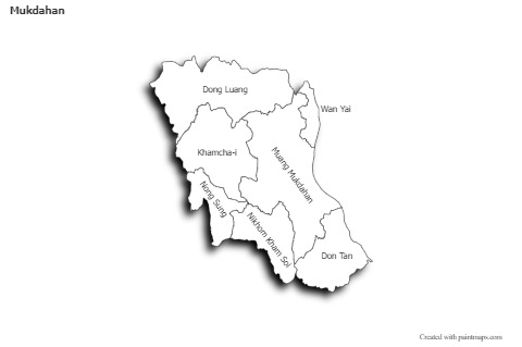Mukdahan için Örnek Haritalar (siyah-beyaz,gölgeli)