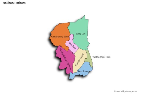 Nakhon Pathom için Örnek Haritalar (renkli,gölgeli)