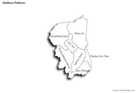 Nakhon Pathom için Örnek Haritalar (siyah-beyaz,gölgeli)