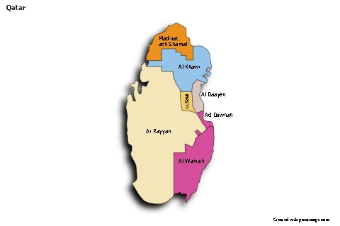 Sample Maps for Qatar (colored,shadowy)