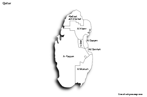 Sample Maps for Qatar (black-white,shadowy)