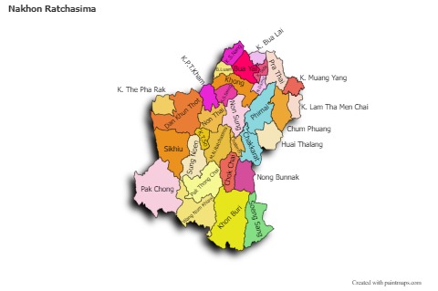 Sample Maps for Nakhon Ratchasima (colored,shadowy)