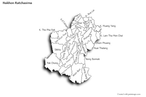 Sample Maps for Nakhon Ratchasima (black-white,shadowy)