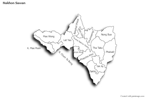 Sample Maps for Nakhon Sawan (black-white,shadowy)