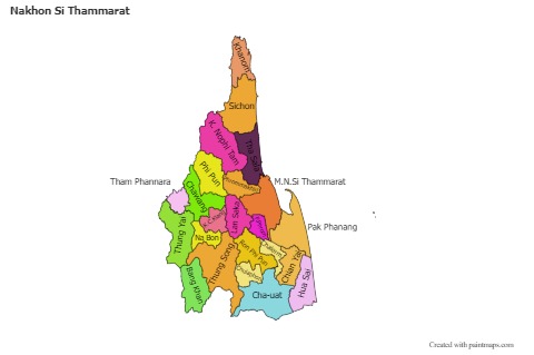 Mapas de muestra para Nakhon Si Thammarat (coloreado)