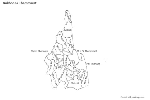 Mapas de muestra para Nakhon Si Thammarat (blanco-negro)