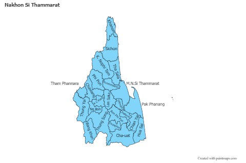 Mapas de muestra para Nakhon Si Thammarat (azul)