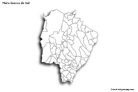 Mato Grosso do Sul için Örnek Haritalar (siyah-beyaz,gölgeli)