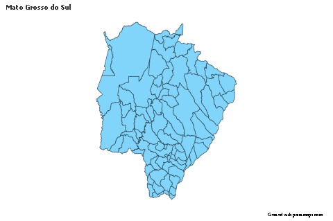 Mato Grosso do Sul için Örnek Haritalar (mavi,anahat,gölgeli)