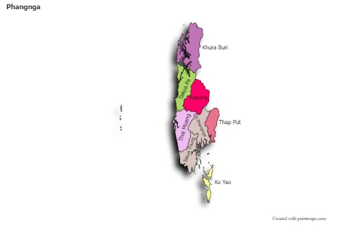 Mapas de muestra para Phangnga (coloreado,sombrío)