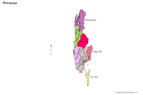 Mapas de muestra para Phangnga (coloreado)