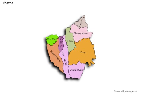 Phayao için Örnek Haritalar (renkli,gölgeli)