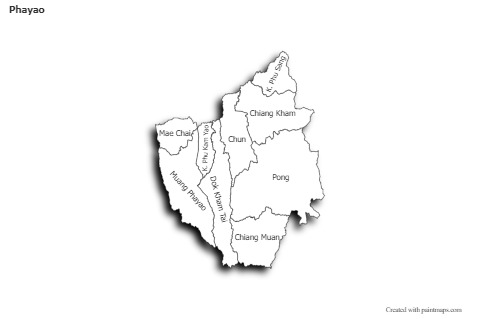 Phayao için Örnek Haritalar (siyah-beyaz,gölgeli)