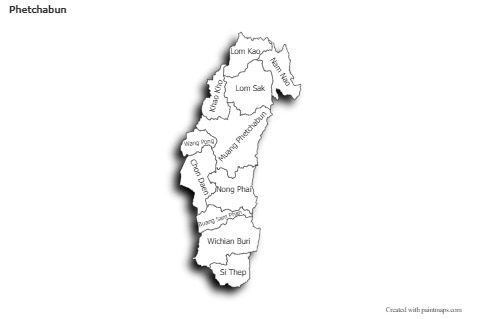 Mapas de muestra para Phetchabun (blanco-negro,sombrío)