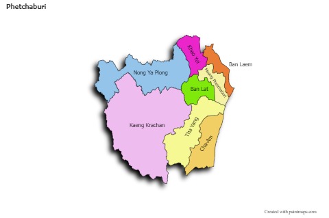 Mapas de muestra para Phetchaburi (coloreado,sombrío)