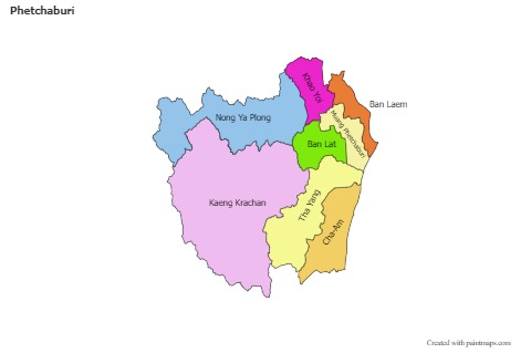 Mapas de muestra para Phetchaburi (coloreado)