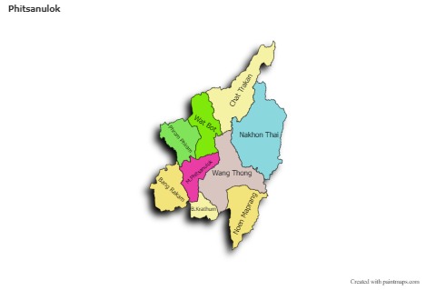Mapas de muestra para Phitsanulok (coloreado,sombrío)