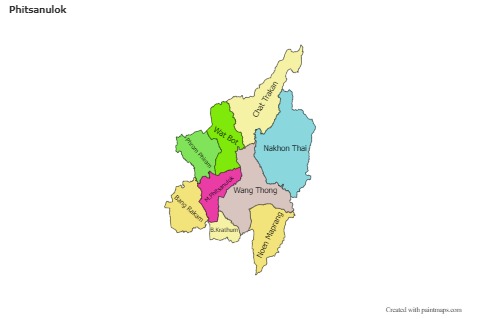 Mapas de muestra para Phitsanulok (coloreado)