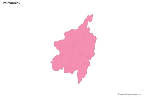 Mapas de muestra para Phitsanulok (rosa,contorno)
