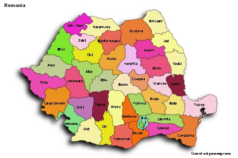 Sample Maps for Romania (colored,shadowy)