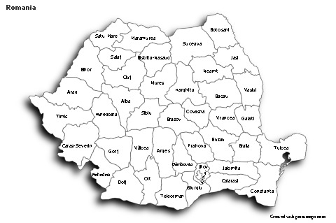 Sample Maps for Romania (black-white,shadowy)