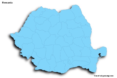 Sample Maps for Romania (blue,outline,shadowy)