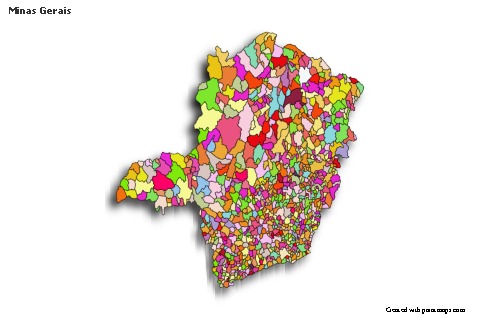 Mapas de muestra para Minas Gerais (coloreado,sombrío)