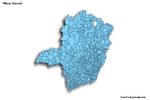 Mapas de muestra para Minas Gerais (azul,contorno,sombrío)