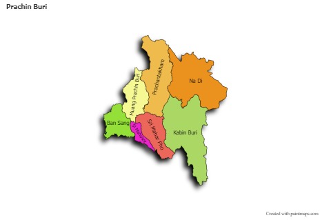 Prachin Buri için Örnek Haritalar (renkli,gölgeli)