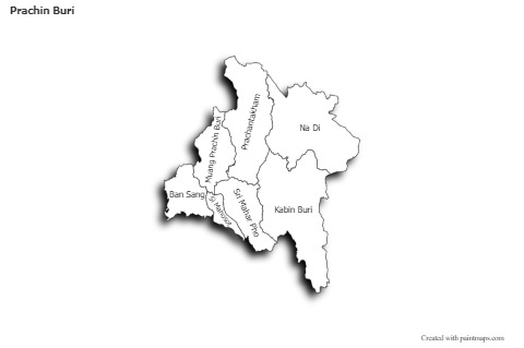 Prachin Buri için Örnek Haritalar (siyah-beyaz,gölgeli)
