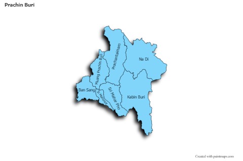 Prachin Buri için Örnek Haritalar (mavi,gölgeli)