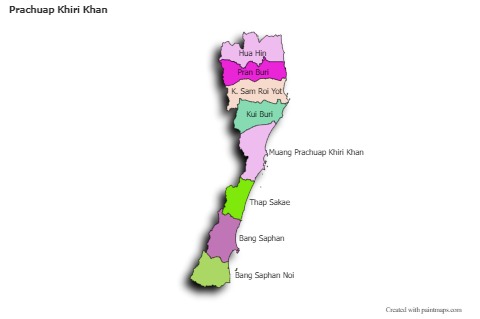 Prachuap Khiri Khan için Örnek Haritalar (renkli,gölgeli)
