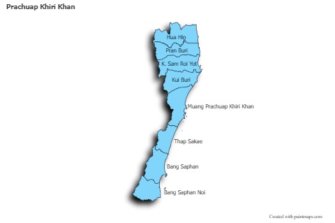 Prachuap Khiri Khan için Örnek Haritalar (mavi,gölgeli)