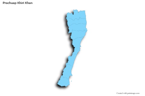 Prachuap Khiri Khan için Örnek Haritalar (mavi,anahat,gölgeli)
