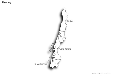 Ranong için Örnek Haritalar (siyah-beyaz,gölgeli)