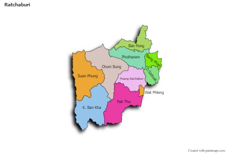 Mapas de muestra para Ratchaburi (coloreado,sombrío)