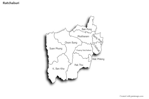 Mapas de muestra para Ratchaburi (blanco-negro,sombrío)