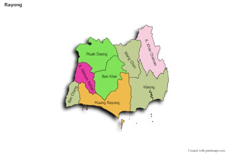 Mapas de muestra para Rayong (coloreado,sombrío)