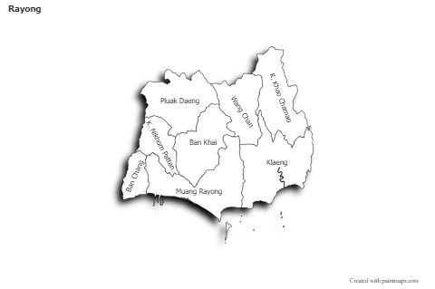 Mapas de muestra para Rayong (blanco-negro,sombrío)