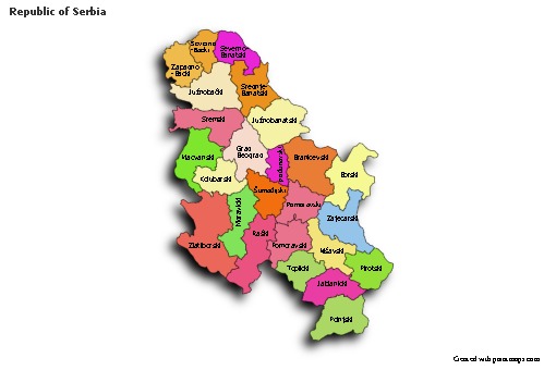 Contoh Peta untuk Republik Serbia (berwarna,bayangan)