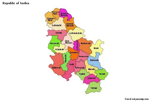 Contoh Peta untuk Republik Serbia (berwarna)