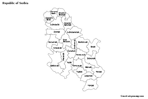 Contoh Peta untuk Republik Serbia (hitam-putih)